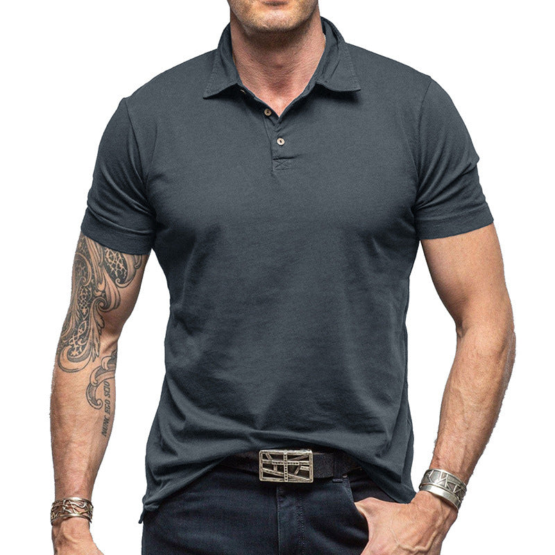 Men's Solid Color Short-sleeved Polo