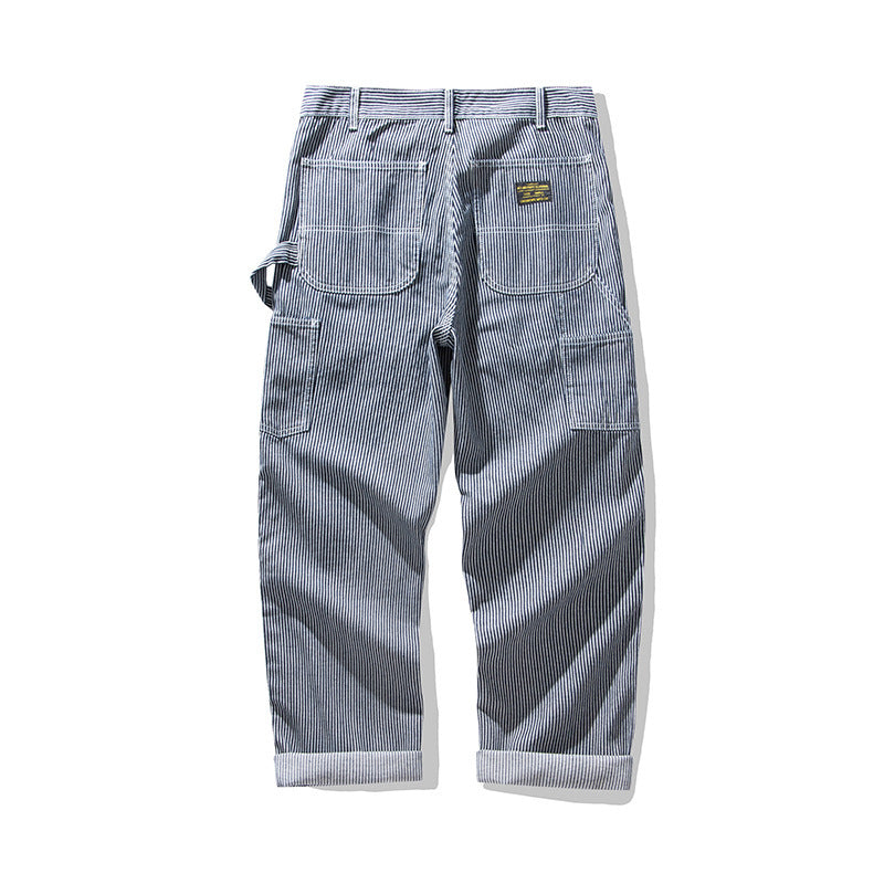 Men's Multi-pocket Striped Jeans