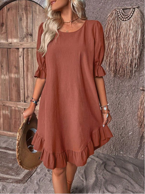 Graceful Short-Sleeved Dress