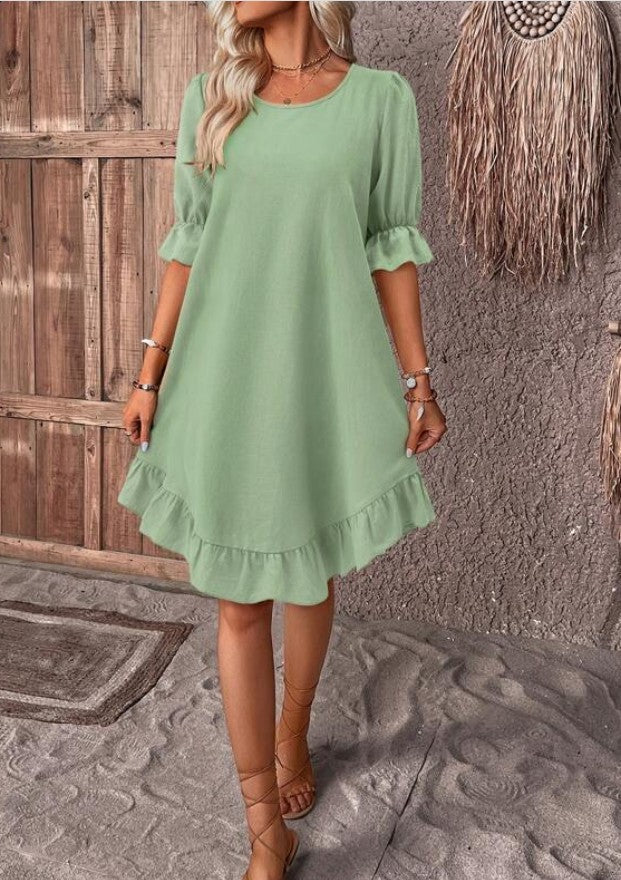 Graceful Short-Sleeved Dress