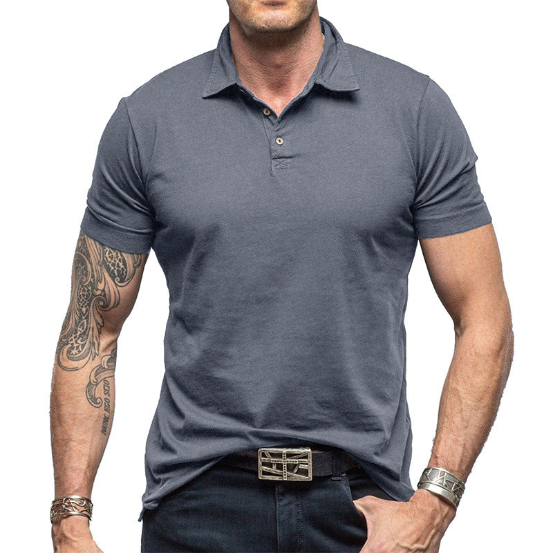 Men's Solid Color Short-sleeved Polo