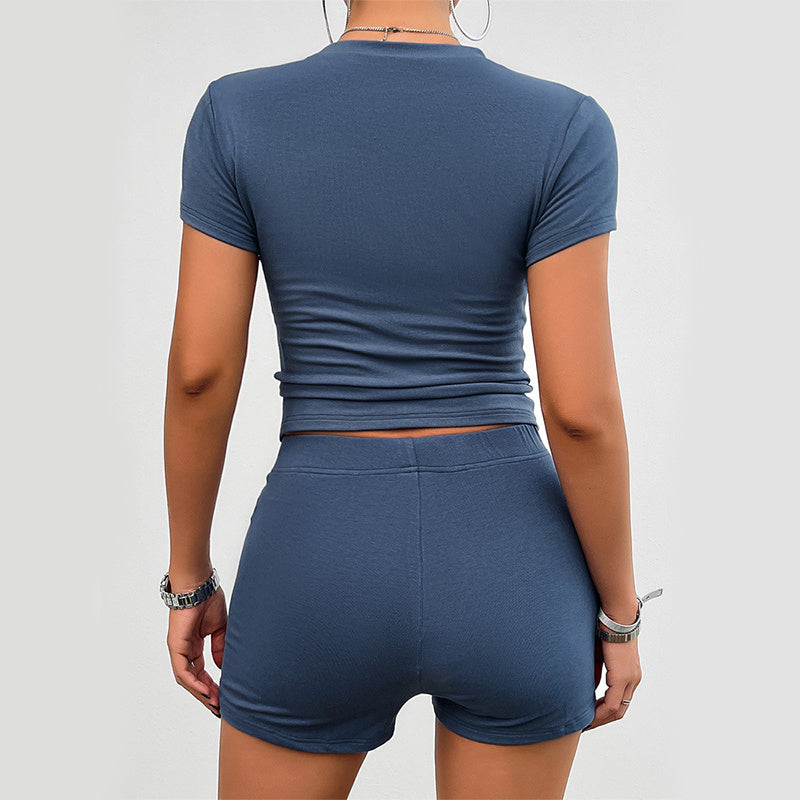 Women's 2Pcs Short Slim Sports Suit