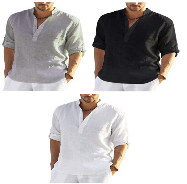 Men's Casual Stand Collar Loose Shirt